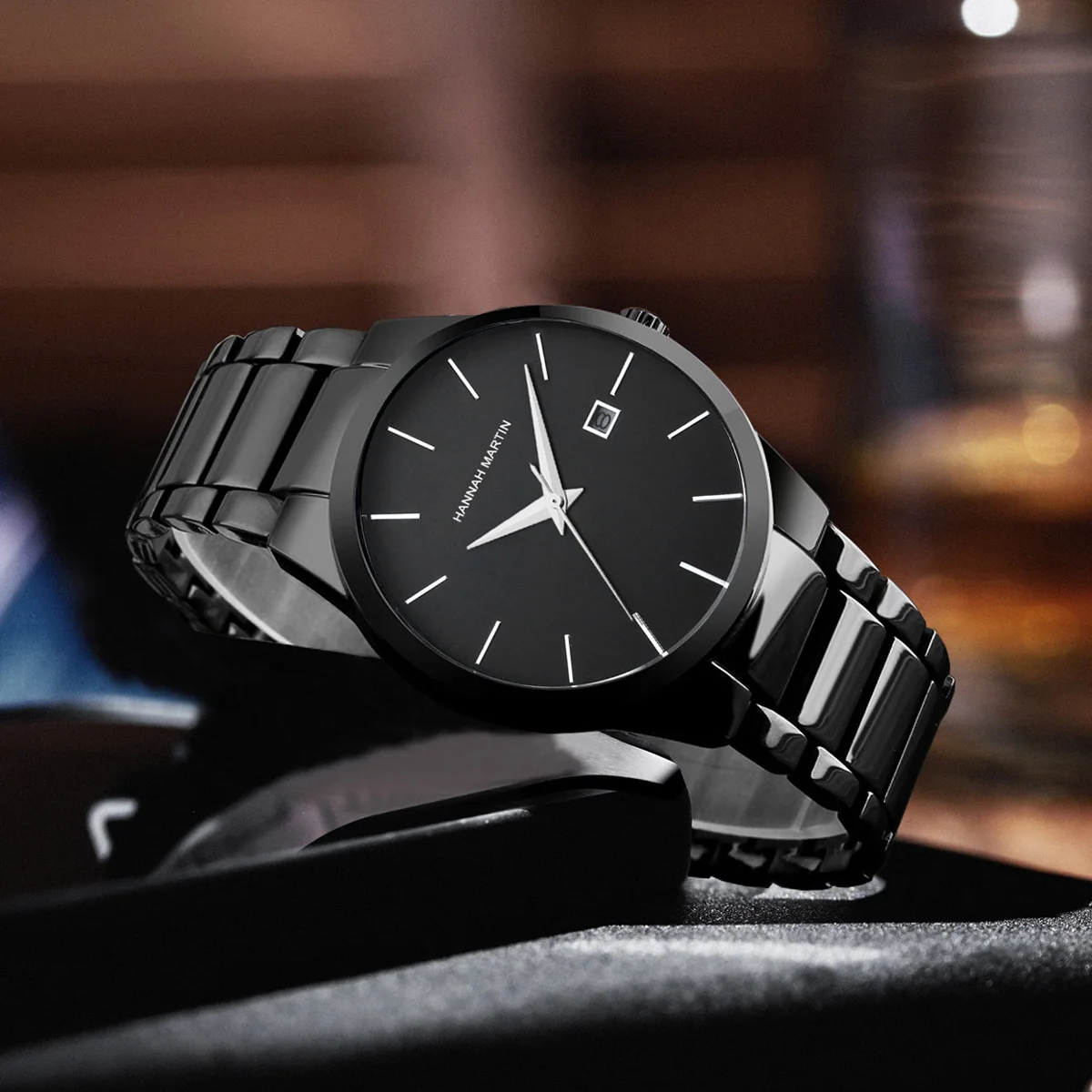 

HANNAH MARTIN Brand Fashion Simple Mens Watch Slim Steel Strap Waterproof Wristwatch for Men Quartz Business Watches Male Clock