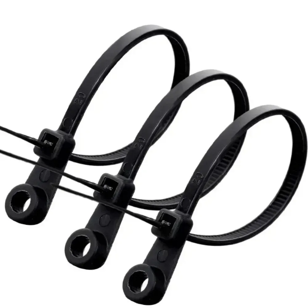 100pcs Nylon Screw Hole Cable Ties Heavy Duty Self-Locking Fixed Nylon Cable Ties Reusable Multipurpose Cable Tie Buckle