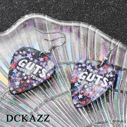 DCKAZZ Olivia the Rodrigo Concert Theme Earring Singer Guts World Tour Guitar Pick Shape Star Shine Jewelry Girl Fans Party Gift