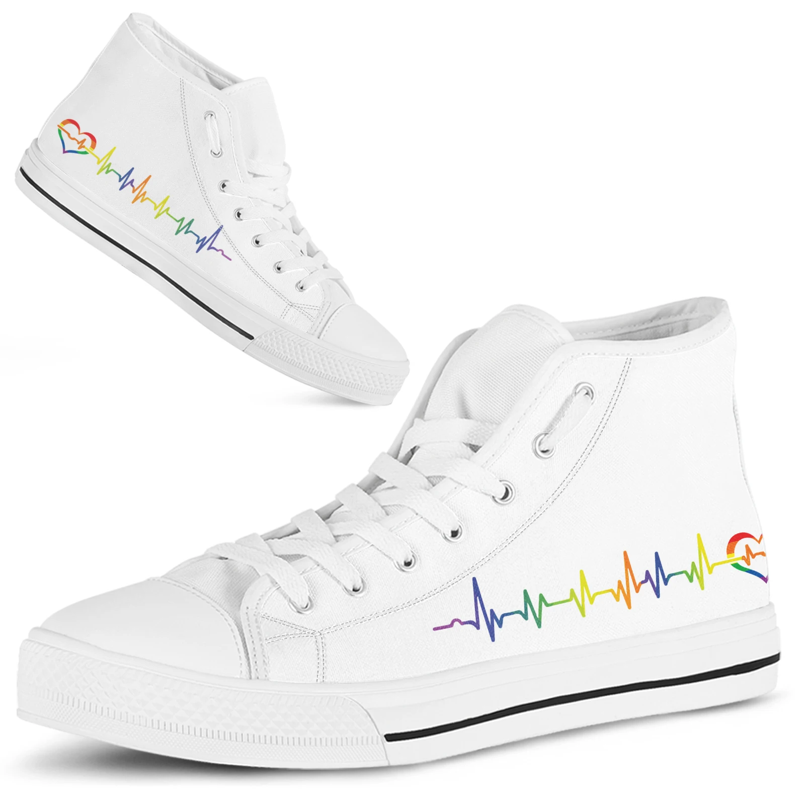 ELVISWORDS White Women's Shoes Color ECG Classic High Top Women's Shoes LGBT Shoes Teens Women's Comfortable Walking Shoes