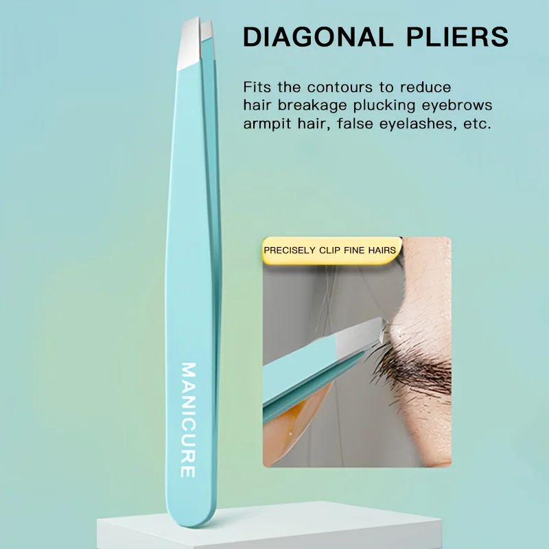 Pinça de sobrancelha profissional de aço inoxidável, remoção precisa de pelos faciais e corporais, adequada para barbas, aparar sobrancelhas