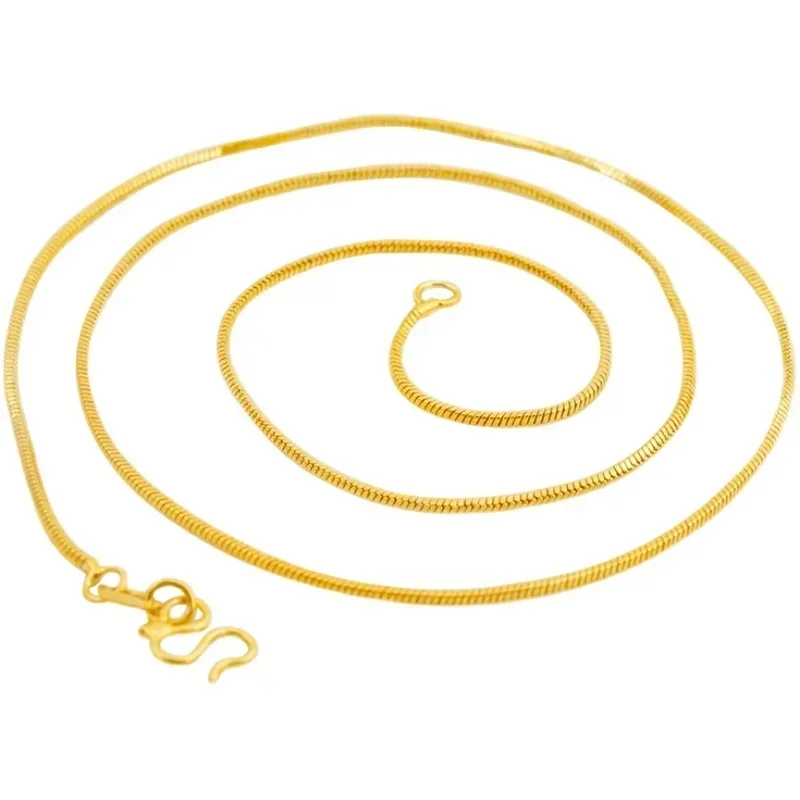 Catena semplice con clavicola sottile pura senza ciondolo collana in oro reale 100% placcato 18k 999 maschile e femminile 999 colori per regali da donna