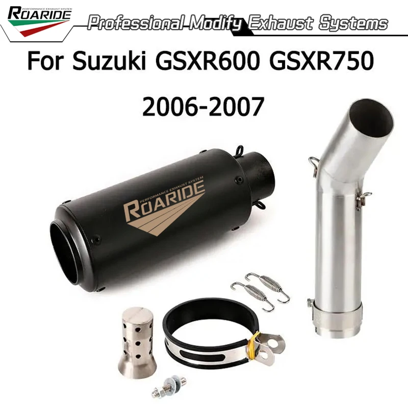 51MM Für Suzuki GSXR600 GSXR750 K6 K7 2006-2007 Slip On Motorrad Auspuff Mid Link Rohr Mittelrohr edelstahl