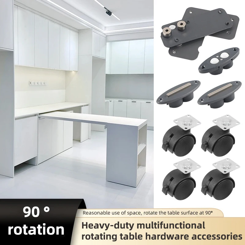 Accessoireset voor draaitafel, robuuste draaitafel geschikt voor bureaus, bars 90 graden schuiftafelblad verbindingsstuk