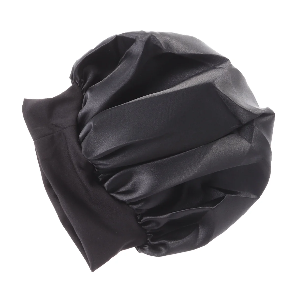 56 -58cm Silk Sleep Bonnet Wide Side Tab Sleeping Cap Black High Resilience Miss