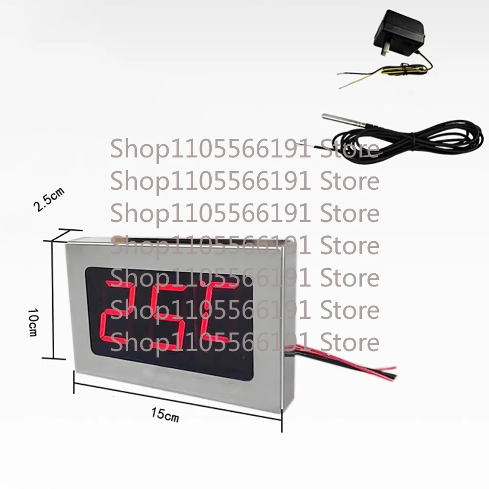 High Precision Large Screen Digital Thermometer -304 Stainless Steel Display for Freezer, Aquarium, Swimming Pool -9℃ to 99℃
