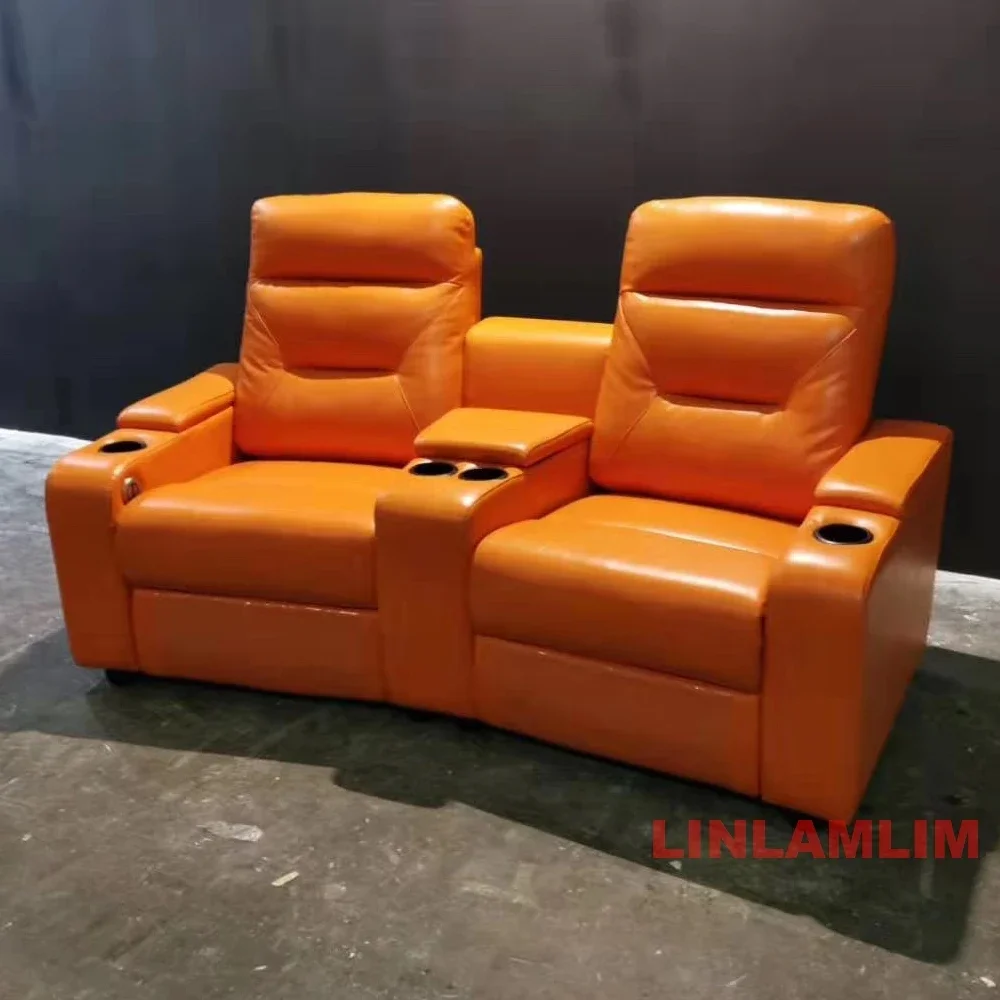 Linlamlim Genuine Leather Sofa set With POWER RECLINING SEATS, Theater Electric Recliner Couch Nordic Seating Room Cinema Sofas