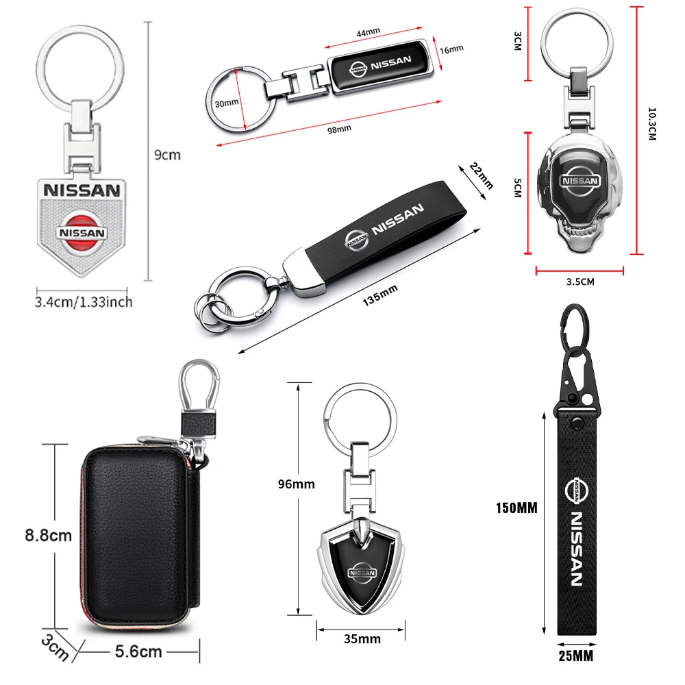 For Nissan Keychain X-trail Micra Juke Teana Qashqai Nismo Leaf GTR Metal/Leather Car Key Case Key Chain Key Rings Accessories