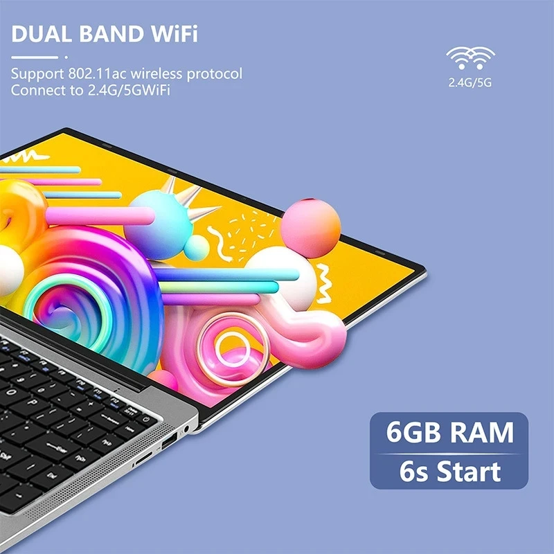 Laptop Intel J4105 DDR4 6GB RAM 14 Inci Murah + 1TB SSD Portabel Siswa Win 10 Notebook Layar FHD Komputer untuk Kantor Bisnis