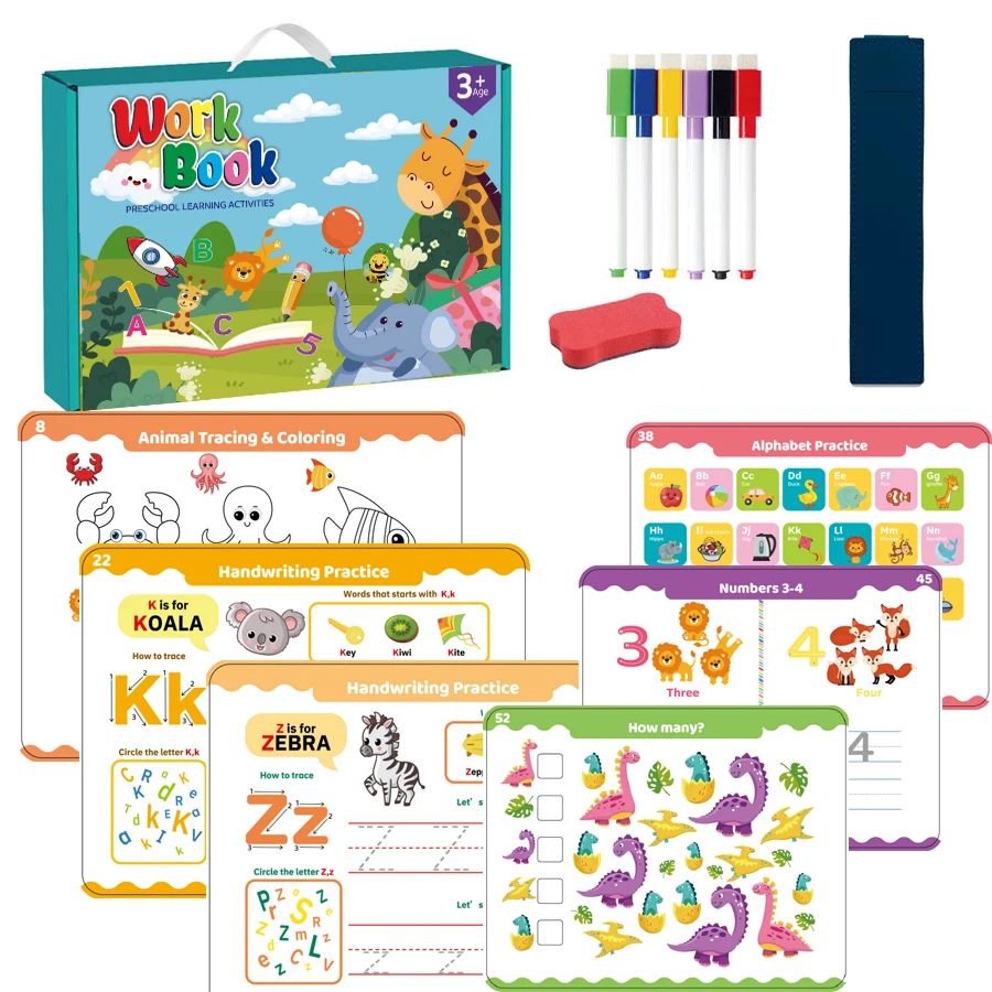 

Reusable Magic Grooved Writing Practice for Kids Montessori Educational Toys Alphabet Tracing Learning Letters Book Set