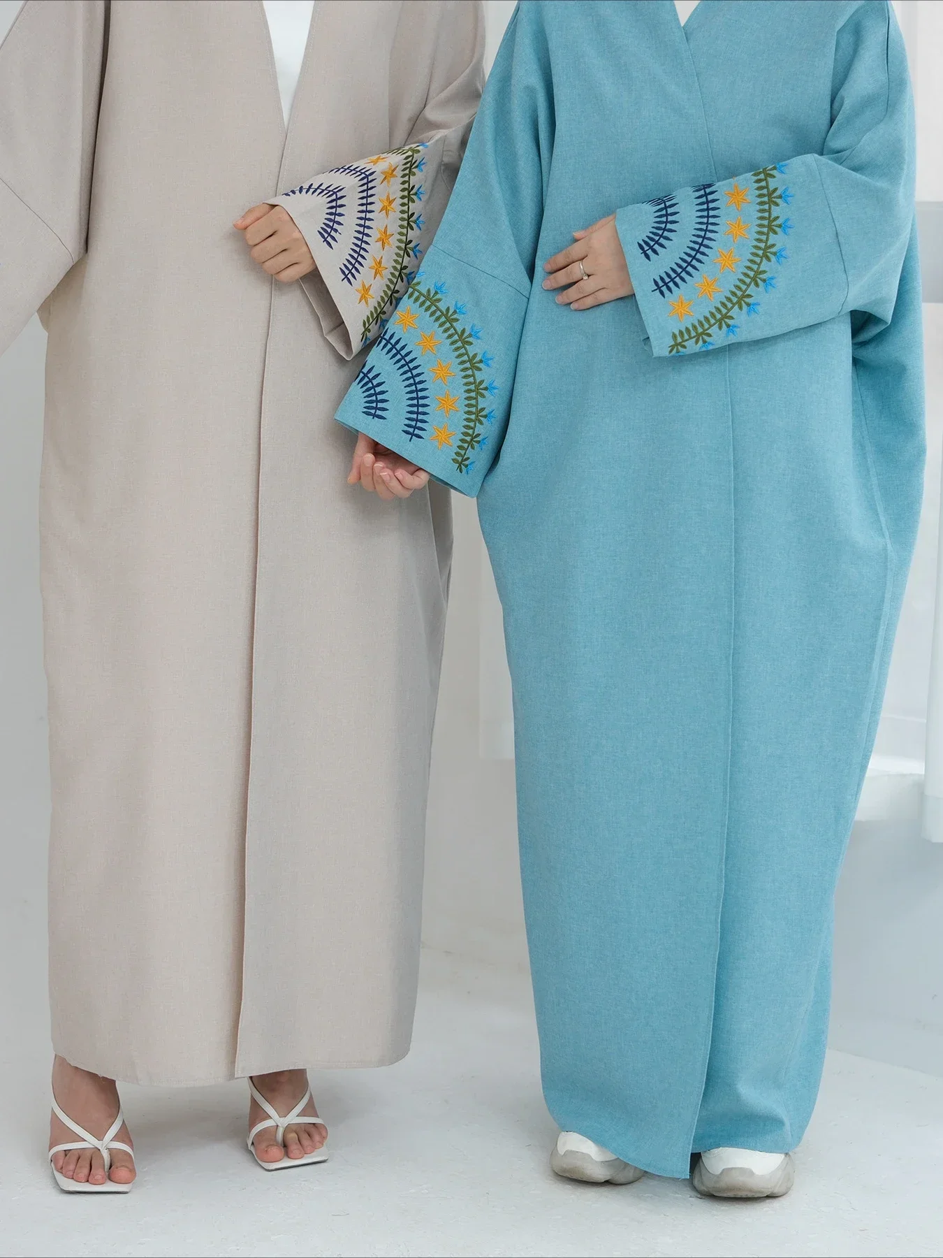 

Eid Muslim Women Embroidery Abaya Dresses Long Robe Jalabiya Ramadan Islam Vestidos Arab Morocco Dubai Abayas Kaftan Cardigan