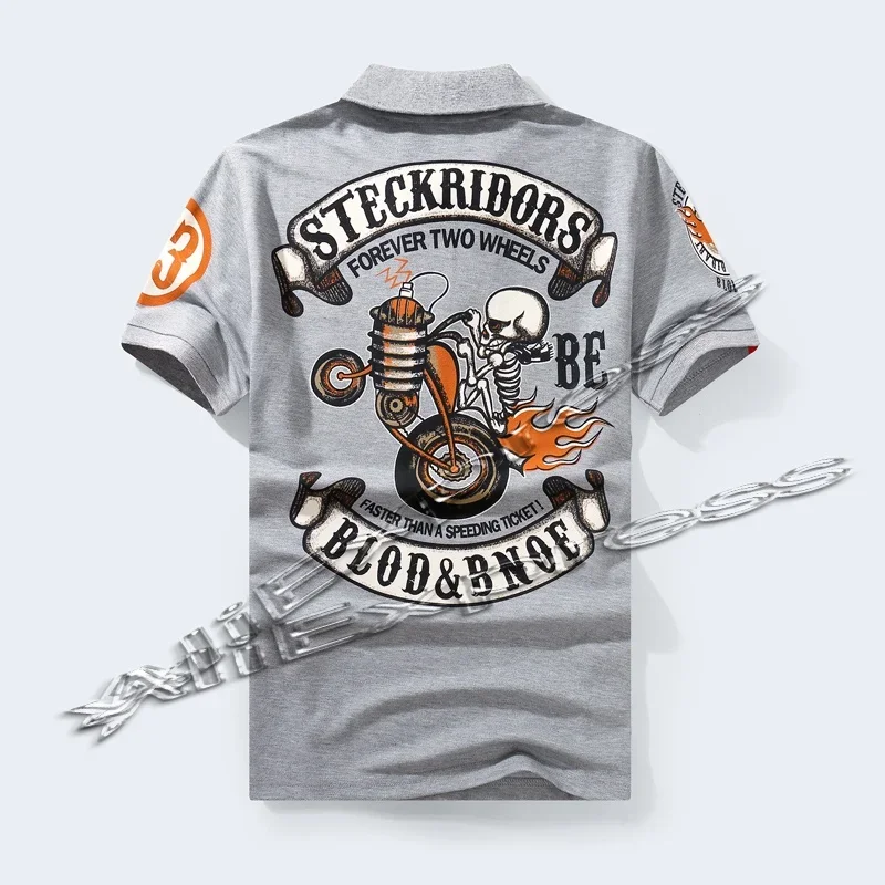 

2025 summer Japanese Motorcycle Biker Polo Shirt Mens Casual Skull Rider 3D Printed Short Sleeve Shirt Man Tops Tee Shirts