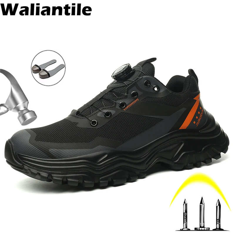 

Waliantile Shock Absorption Safety Shoes Sneakers For Men Breathable Puncture Proof Construction Indestructible Work Safety Shoe