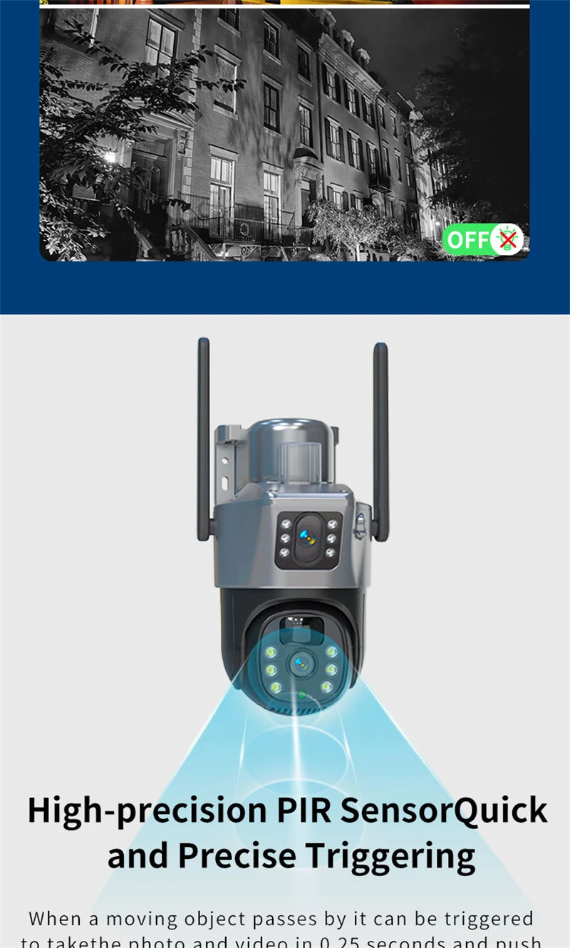 4MP 4G WIFI Solar Kamera Dual Objektiv Dual Screen Outdoor Wireless PTZ IP Kamera Mit Solar Panel Sicherheit Überwachung kamera – Detail 7