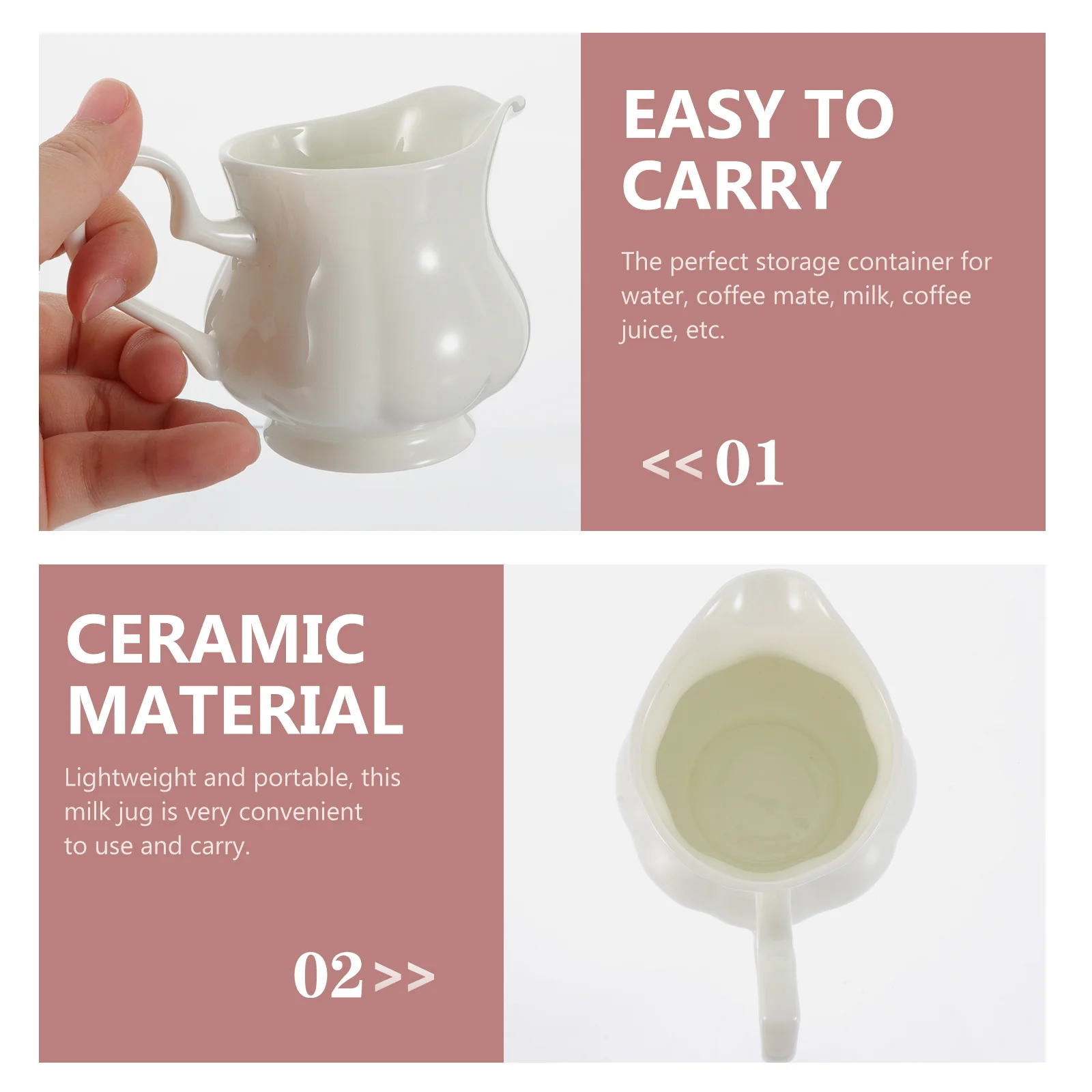 

Pure White Ceramic Milk Jug British Style Mini Creamer Jug for Sauce Syrup Coffee Serving Kitchen Gadget Ceramic Creamer