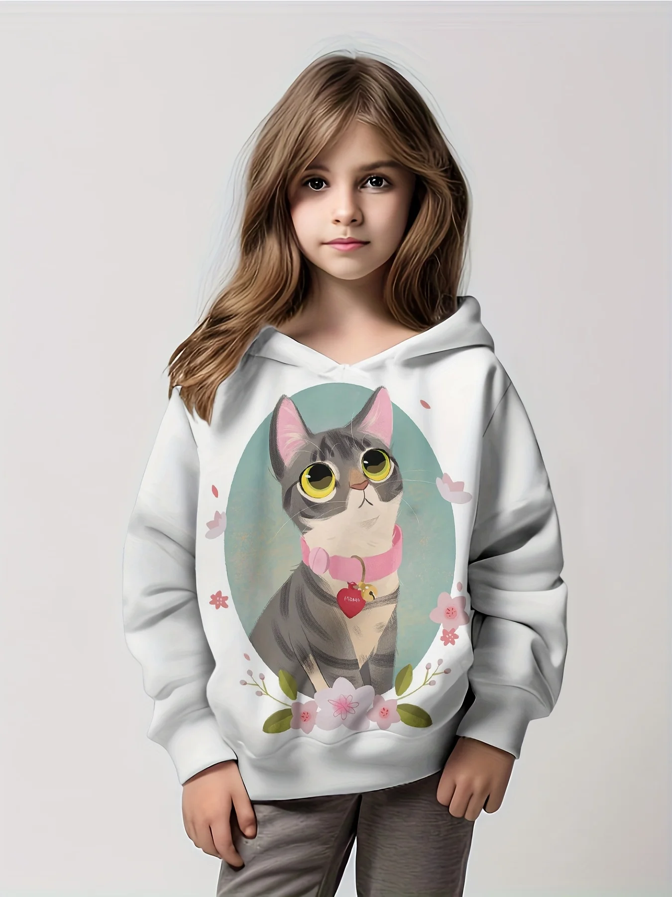 3D printed girls' and boys' spring and autumn hoodies, sports shirts, comfortable fit, long sleeved pullovers suitable for teena