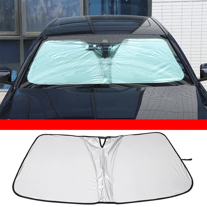 

For BMW 5 Series 2018-2023 silver tape car styling car front windshield anti-UV sun protection mat car protection accessories