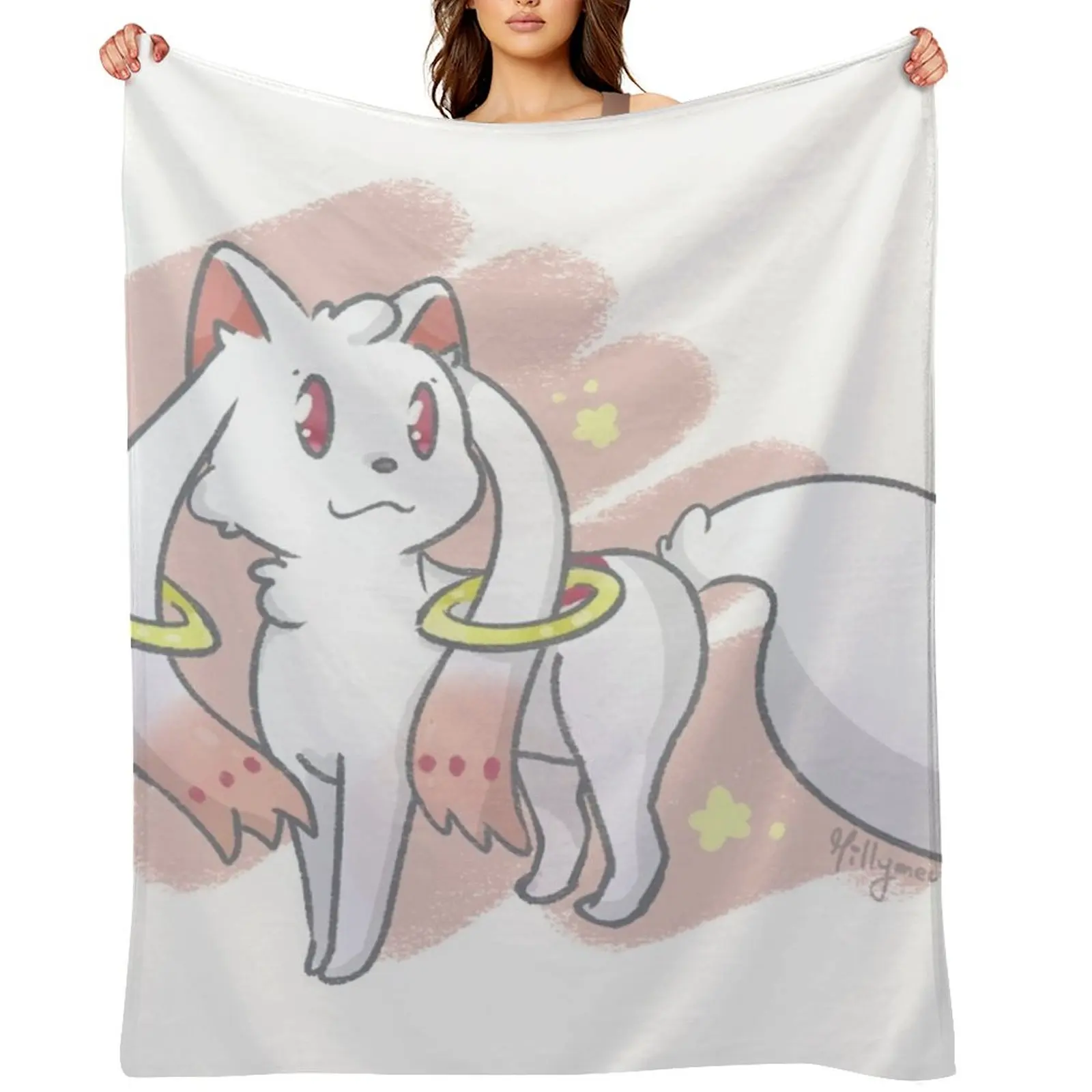 Kyubey - Madoka Magica Throw Blanket Thin for sofa Luxury Soft Plaid Blankets