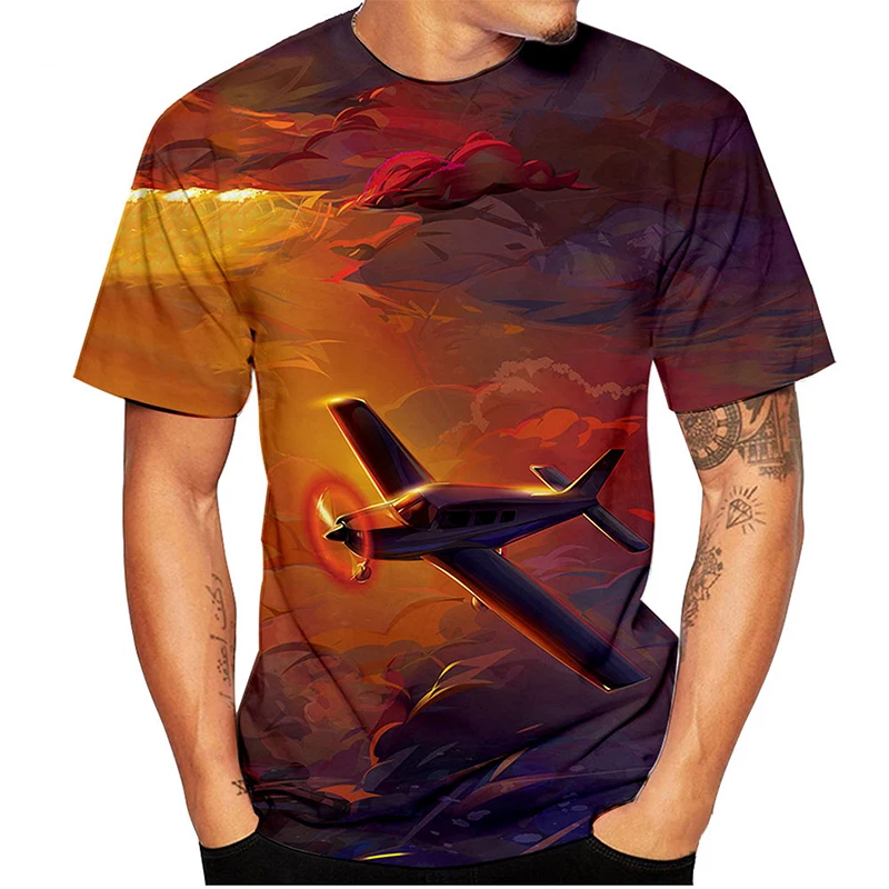 New Airplane 3D Print T-Shirts Aircraft Streetwear Men Women Fashion Oversized Short Sleeve T Shirt Kids Tees Tops Man Clothing