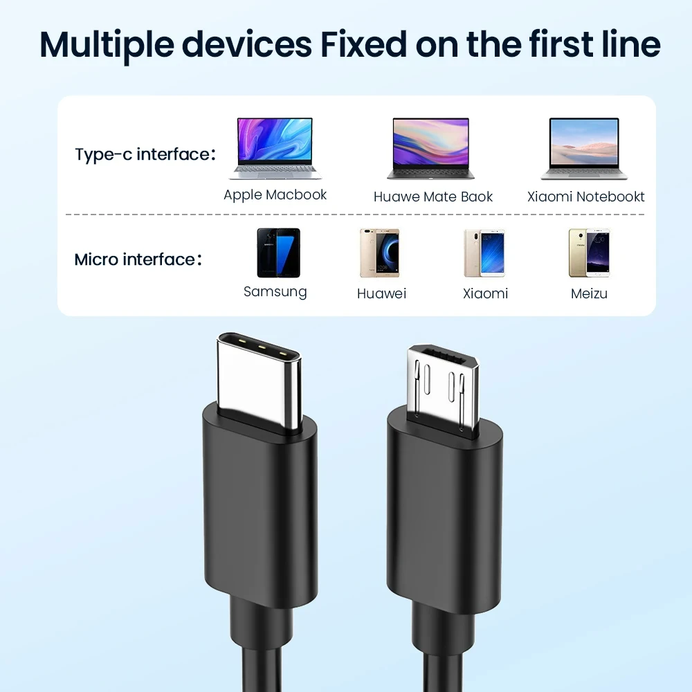 USB Type C to Micro USB Cable Fast USB Type C to Micro USB OTG Charging Sync cable USB-C to Micro USB for Samsung Xiaomi Huawei