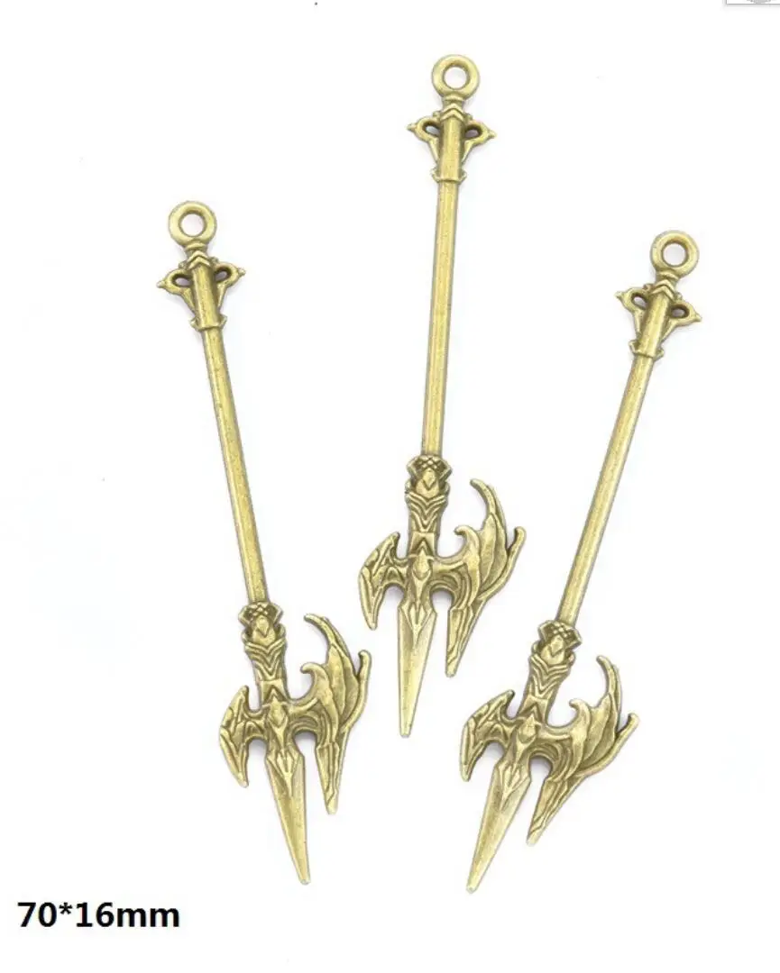 10pcs 70*16mm Nice Alloy Antique Knight Sword Charms for Jewelry Making DIY Handmade Weapons Personality Necklace Pendant F0522