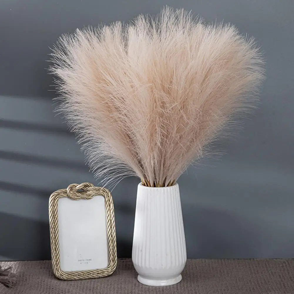 50CM 10PCS Fluffy Pampas Grass Boho Decor Flower Fake Plant Reed Simulated Wedding Party Home Decoration Artificial Flowers