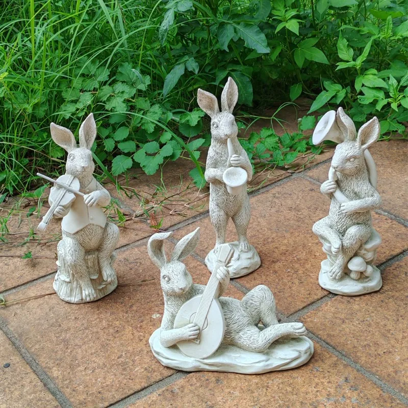 

Resin Cartoon Music Rabbit Sculpture Ornaments Outdoor Balcony Courtyard Animal Micro Landscape Animal Statue Garden Decoration