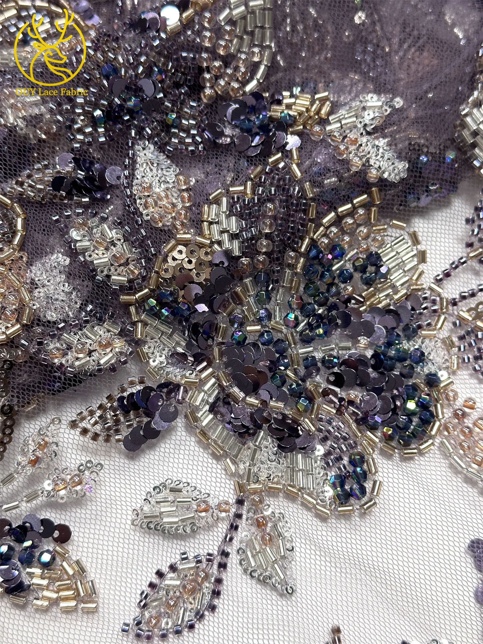 Elegantes neues Design, nigerianischer handgefertigter, stark perlenbesetzter Spitzenstoff, luxuriöse afrikanische französische Pailletten-Spitze für Damen-Partykleider zum Nähen – Detail 28