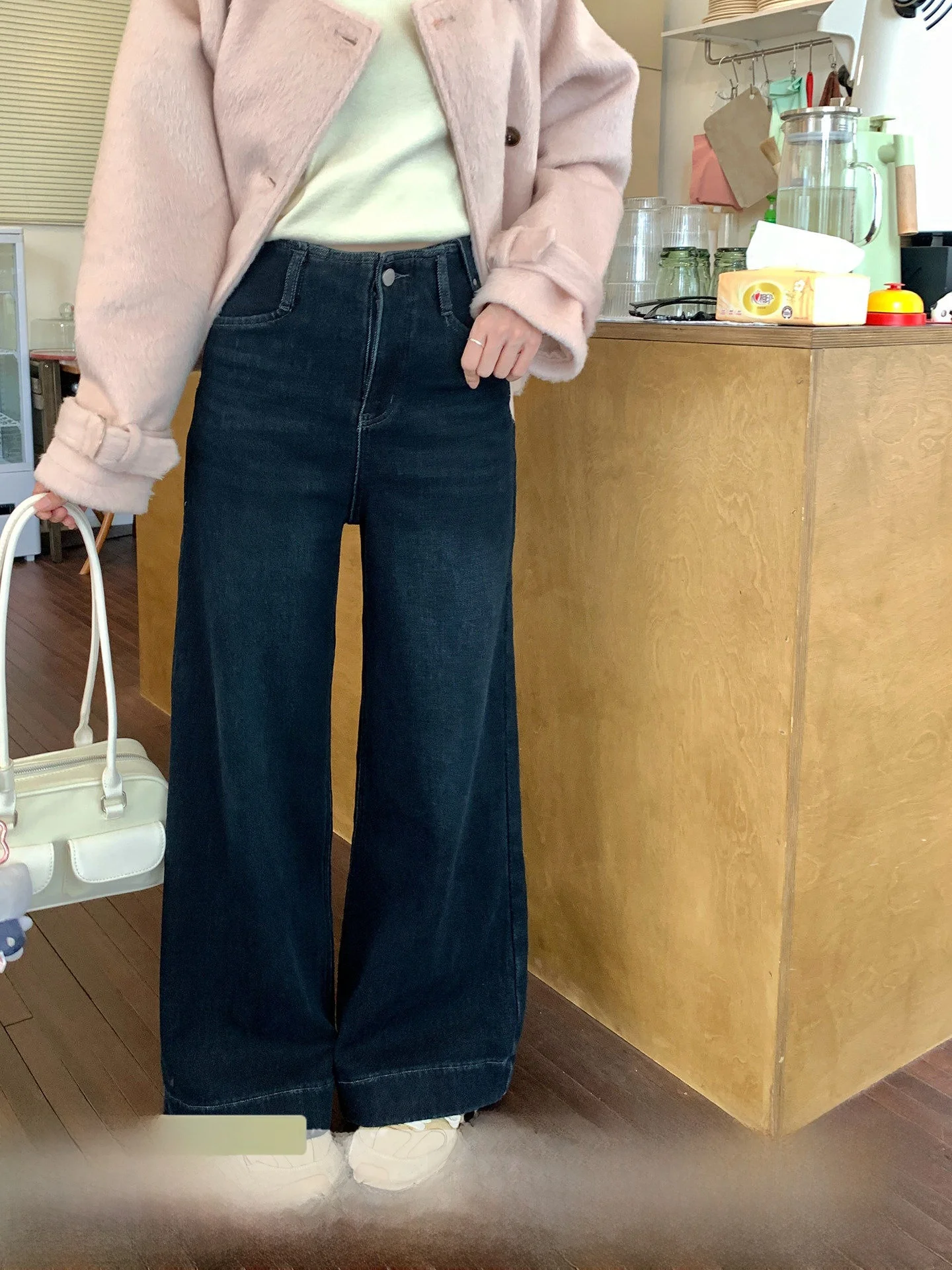 

Женские зимние джинсы с высокой талией, утепленные флисом, широкие, свободные, повседневные, длинные, в пол, для работы и отдыха