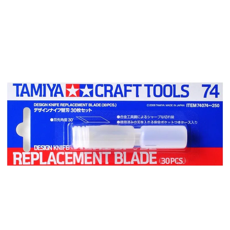 TAMIYA 74074 Spare Blade for 74020 Design Knife Model Craft Tools 30PCS Design Tool 30° Replacement Blades Penknife Accessories