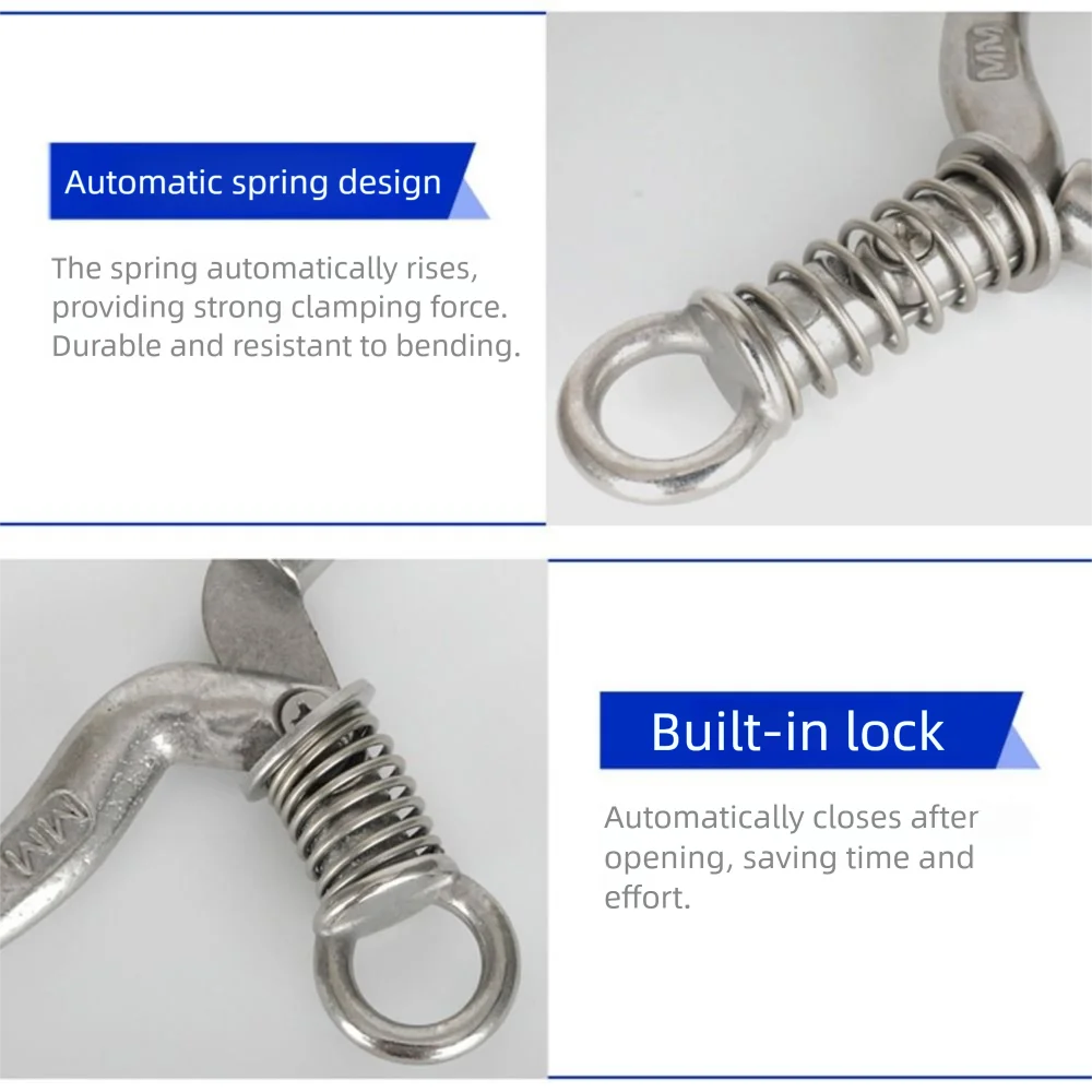 Stainless Steel Cattle Nose Ring Anti Rust Spring-loaded Bull Nose Clamp No Drilling Lightweight Livestock Nose Pliers Home Farm