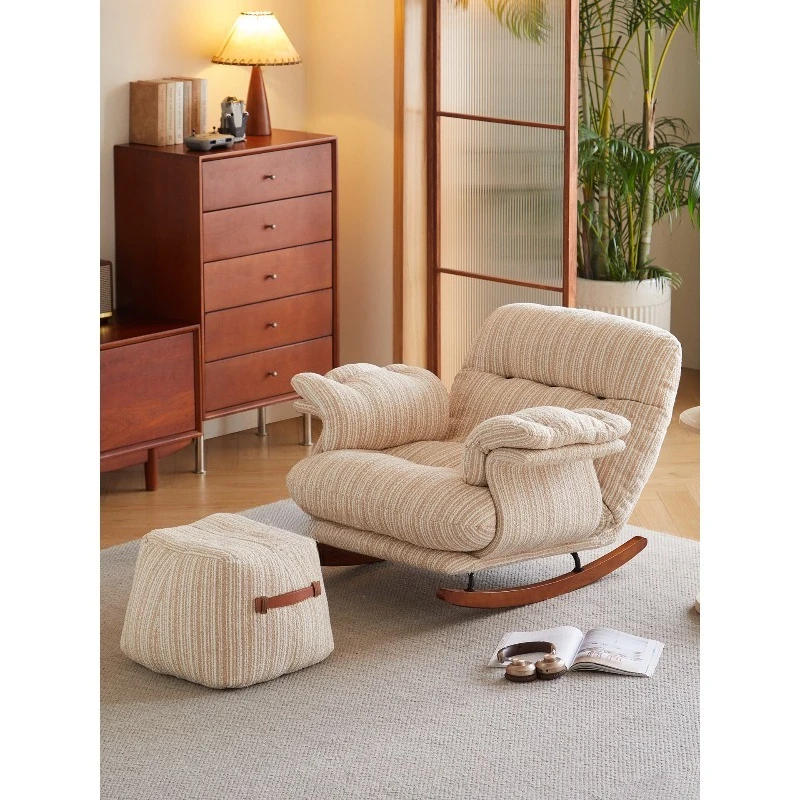 كرسي هزاز فردي لشرفة المنزل للبالغين، أريكة ترفيهية لغرفة المعيشة يمكن الاستلقاء والنوم على الطراز القديم