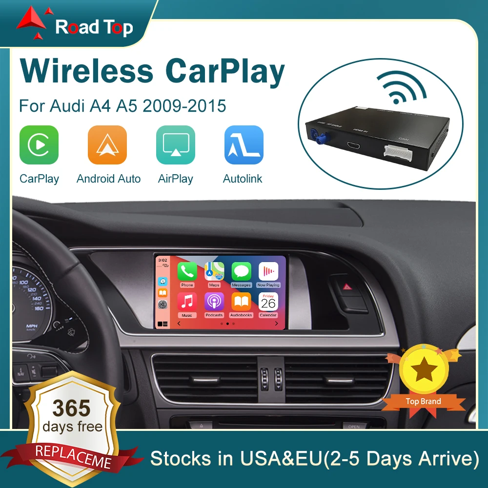 Wireless CarPlay Android Auto Interface for Audi A4 A5 2009-2015, with Mirror Link AirPlay Car Play Functions