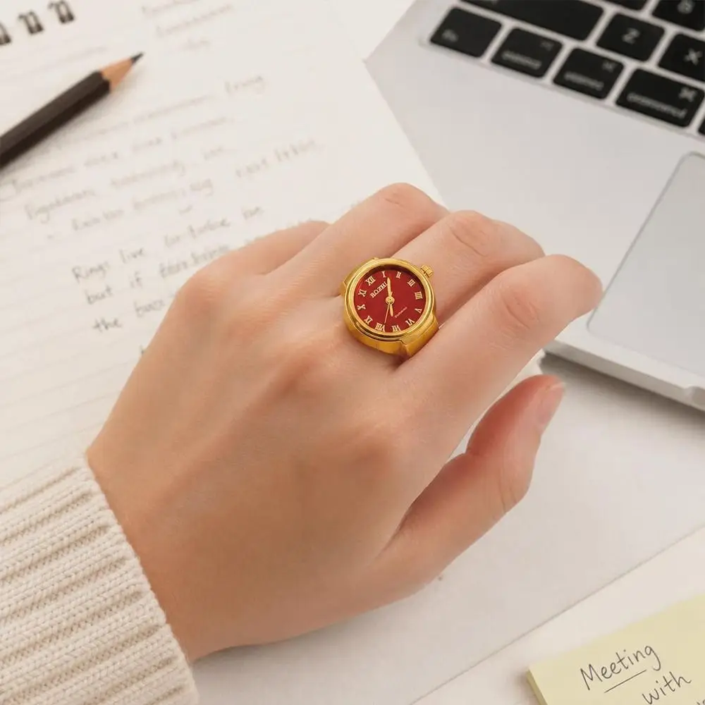 Creative Alloy Digital Ring Watch Digital Display Ring Shape Student Watch Mini Size Casual Finger Accessory Gift