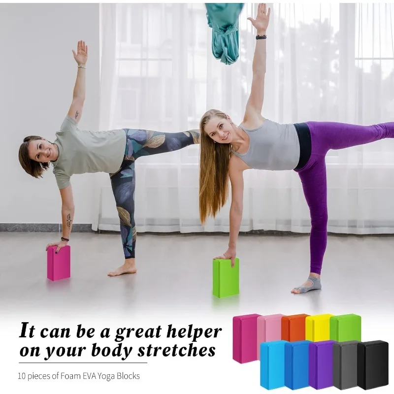 

10 Pcs Foam EVA Yoga Blocks Lightweight Non Slip Supportive Yoga Bricks for Pilates Stretching and Meditation, Women Men Yogi Be