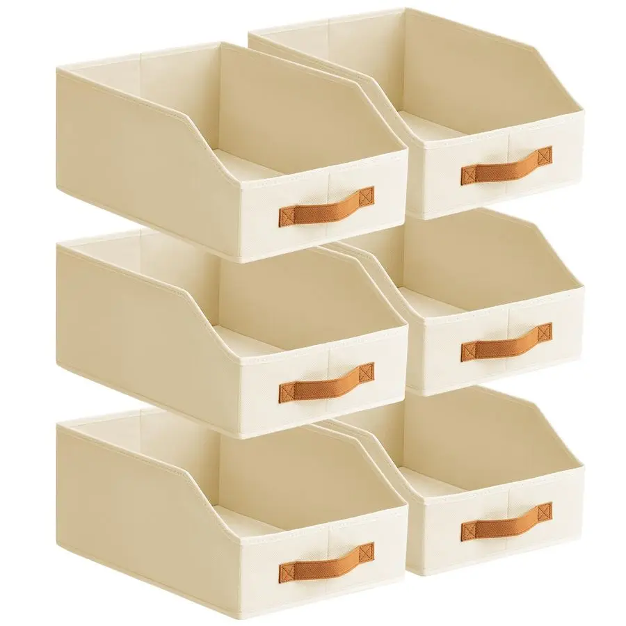 

Контейнеры для хранения, 6 штук, большие трапециевидные складные контейнеры с передней ручкой, органайзеры для шкафов и хранения вещей