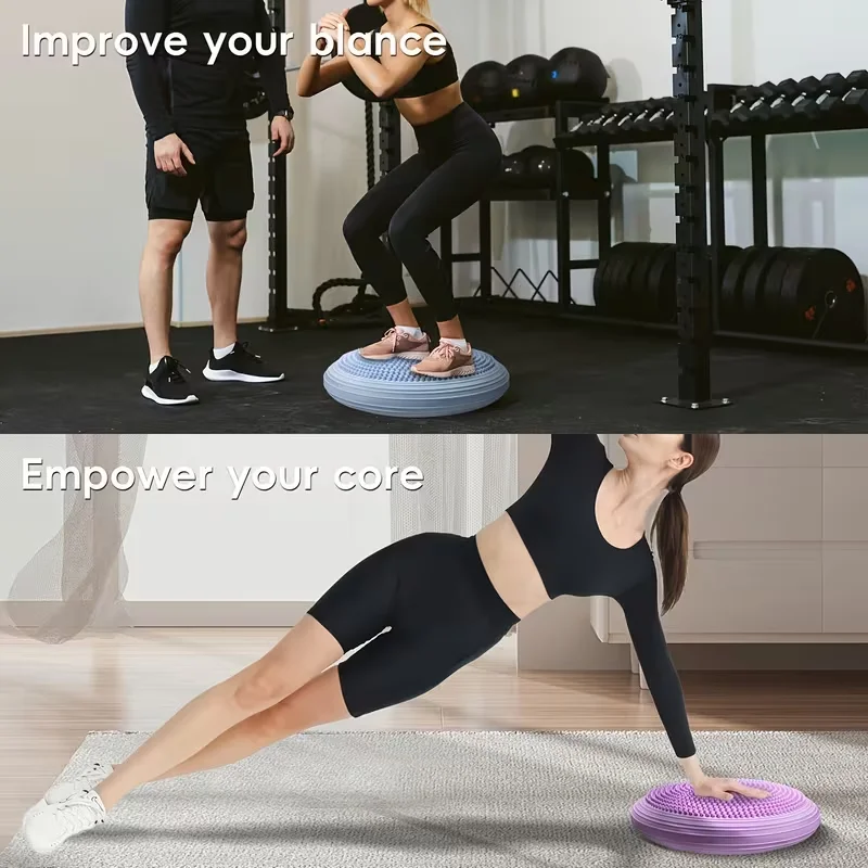 Inflatable Wobble Balance Cushion with Pump, Yoga Pilates Core Stability Posture Training Pad for Home Workouts