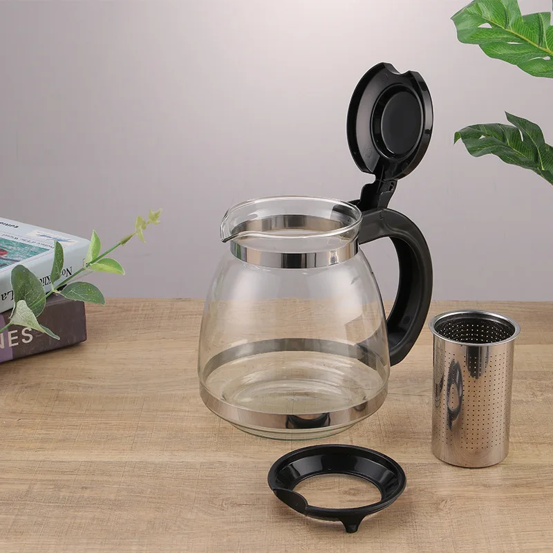 1.5L Glass Boiling Teapot Home Office Thickened Heat-resistant and High-temperature Resistant Kettle with Filter Tea Pot