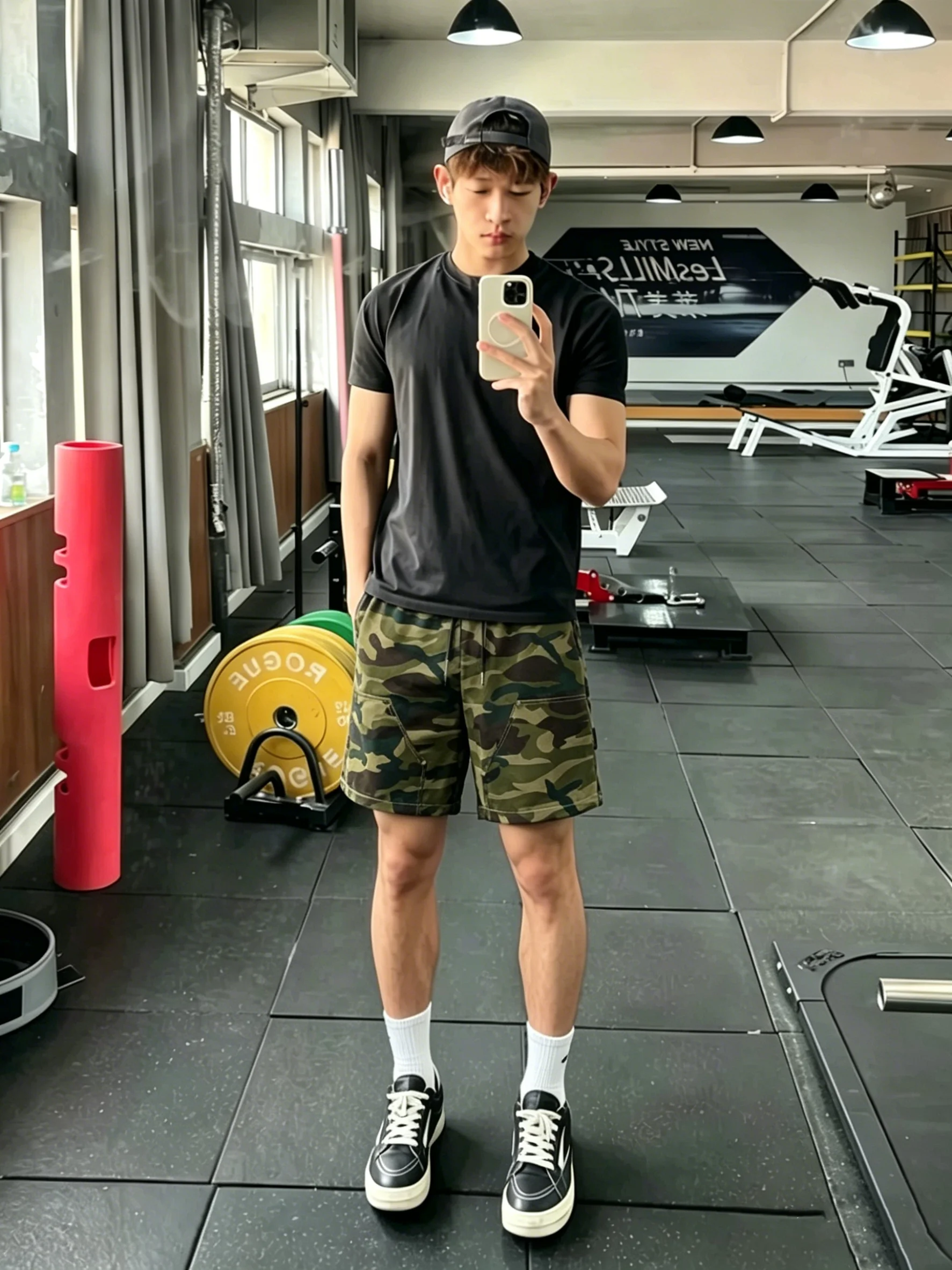 

Camouflage Workwear Shorts Men's Summer American Straight Leg Logging Jeans Fitness Sports Five-Point Pants Military Green
