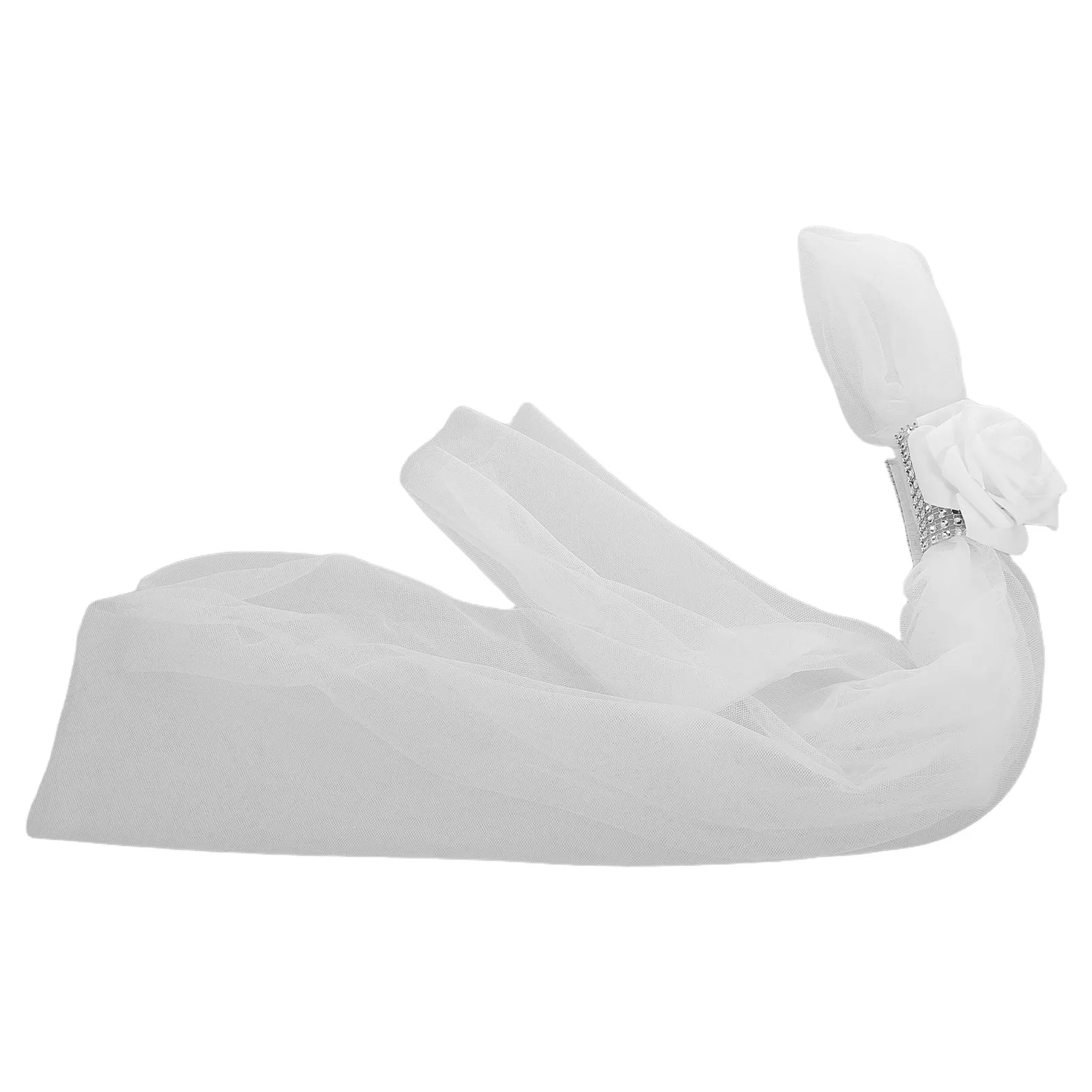 Artificial Floral Chair Sashes White Elegant Tulle-Bound Wedding Chair Decor for Church Ceremonies Banquet Aisle Flowers Party