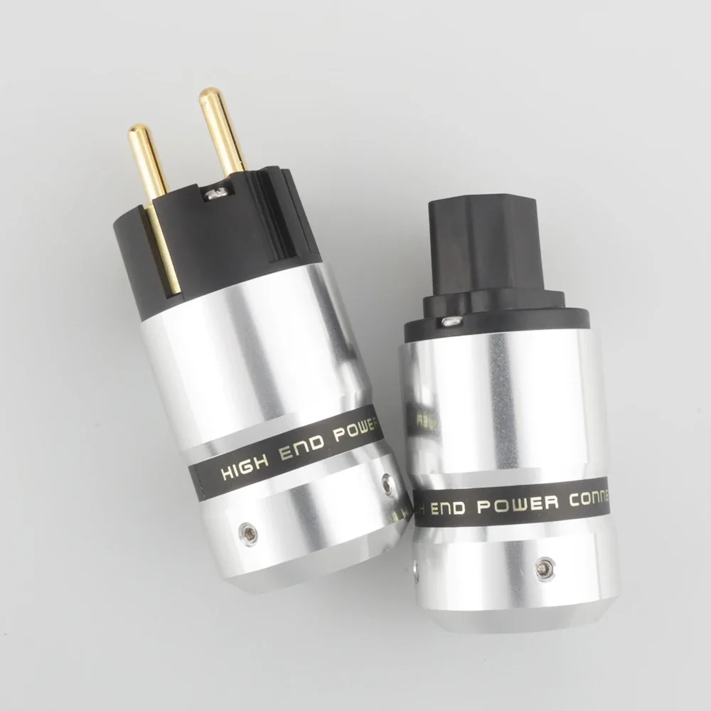 موصل قابس طاقة Schuko مطلي بالذهب عالي الجودة IEC لكابل الطاقة الرئيسي DIY ملحقات معدات الصوت والفيديو الراقية