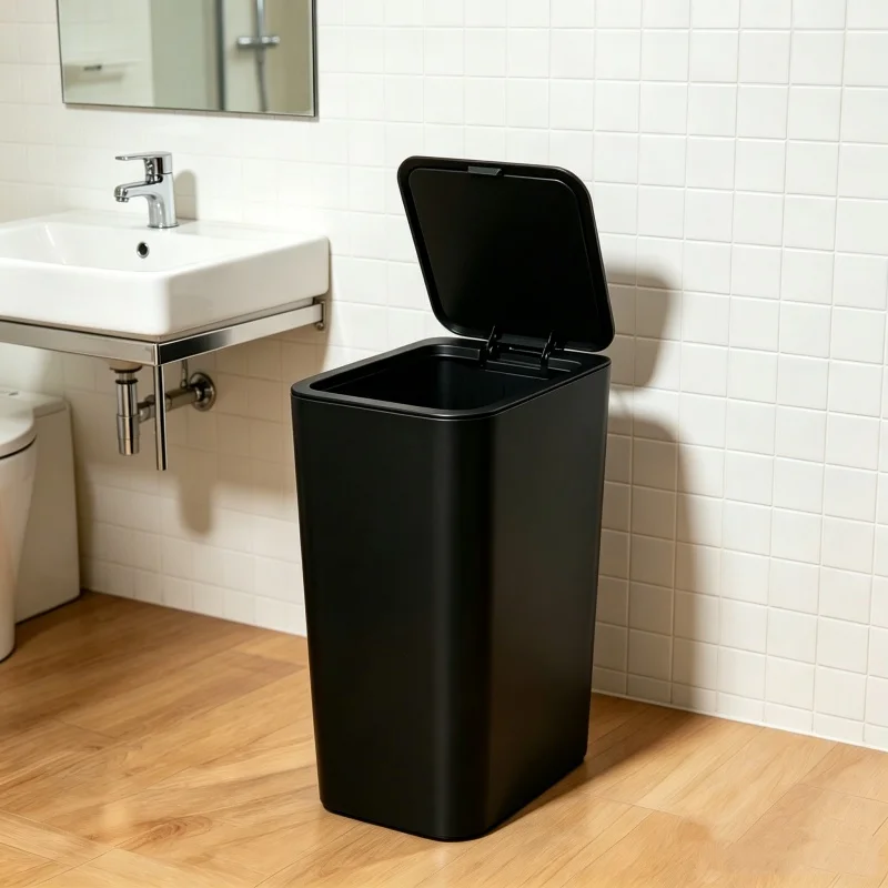 Pop-Up Plastic Trash Can, Plastic Simple Design, Kitchen Trash Can With 10L Large Capacity, Square Slit, Does Not Take Up Space