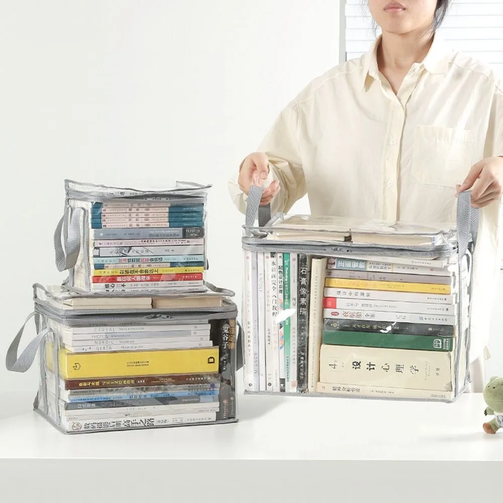 Oversize Book Storage Bag Handle Organizer Collection Storage Container Transparent Waterproof Collapsible Handbag Candies