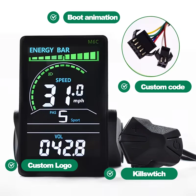 24V/36V/48V/60V Waterproof Electric Bike Computer with Wired Button Speedometer Digital Stopwatch Cycling Accessories