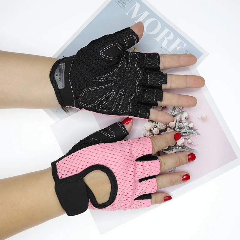 Cycling Fingerless Gloves for Women Men Fitness UV Protection Gym Barbell Breathable Mesh Anti-Slip Summer Fishing Bicycle