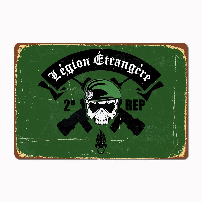 

French Foreign Legion Paratrooper - 2 Rep Metal Tin Sign Truck Indoor and Outdoor Home Bar Coffee Kitchen Wall Decoration