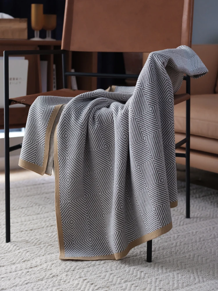 

Simple style Nordic leisure blanket sofa decorative blanket bed end towel blanket model room blanket geometric gray