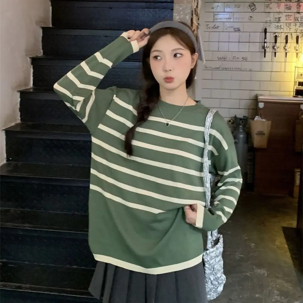 Camiseta informal de manga larga a rayas con cuello en V para mujer, Jersey de punto de retales Y2k ajustado, camiseta a rayas con solapa