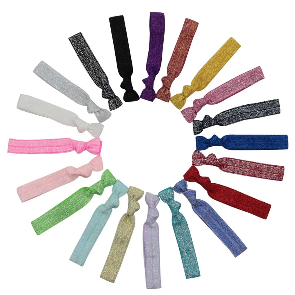 New Arrival 16Pcs Shiny Metallic Thread FOE Hair Tie Hair Band Headband Ponytail Holder Hair Accessories Bracelet