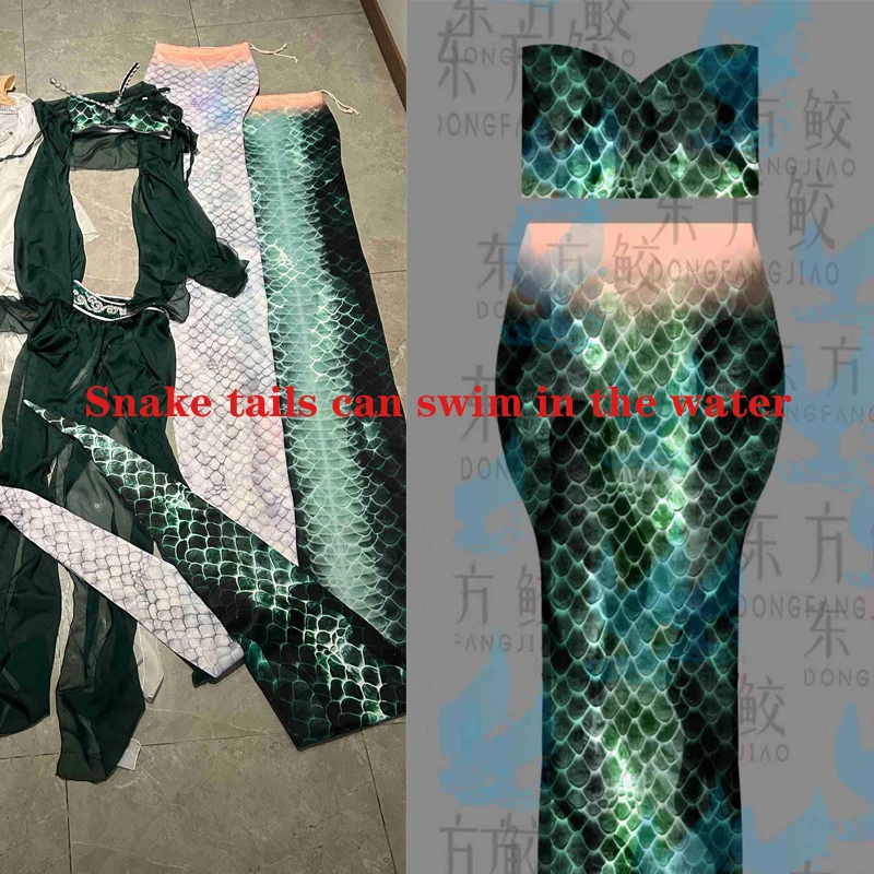 2025 New Super Long Snake Tail Swimsuit Clothing Adult Swimming Python Green Snake Cosplay Marine Museum Stage Performance